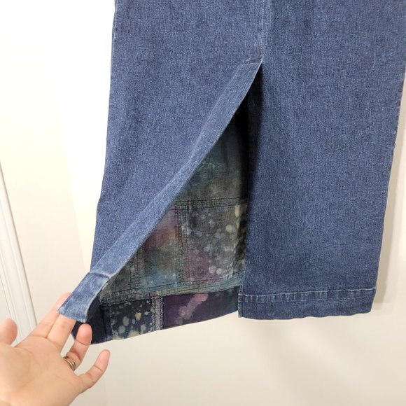Vintage 🇨🇦 Made in Canada Simon Chang Jeans Blue Jean Denim Maxi Quilted Skirt - Picture 6 of 16